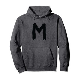 Creative Bold Black Letter M - Design - Alphabet - Marker Pullover Hoodie