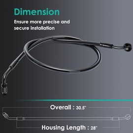 MoKitDora 30.5" Upper Braided Brake Lines Front Oil Hose for 12" Handlebars 2018-later Softail Low Rider Heritage Fat Bob Boy with ABS, Black