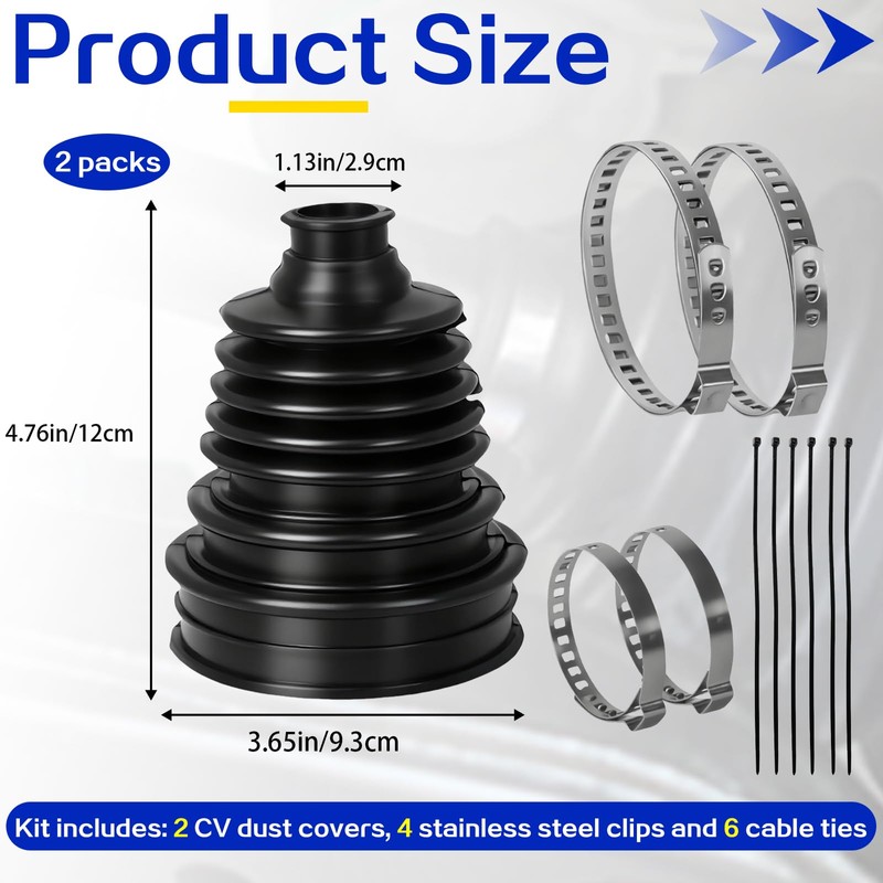 Axle CV Boot Repair Kit 2 Pack (19mm-24mm) – Silicone