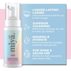 MIYA LASH- Limpiador de extensiones de pestañas + cepillo y varita para rímel de oro rosa Limpiador de párpados Baño de pestañas Sin parabenos