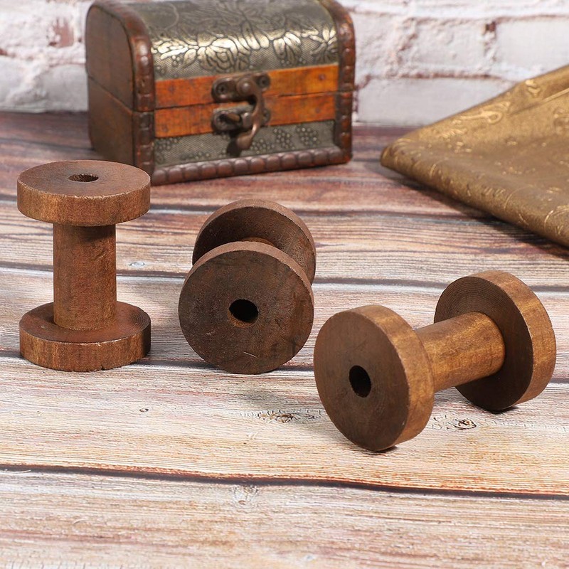 Changor Wooden Bobbins for Crafts, Large Thread, 13 x 8