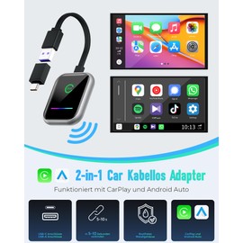 Android Car & Carplay Wireless Adapter: 2 in 1 Mini Wireless Adapter for Wired Android Car/Carplay Convert to Wireless, USB/Type C Plug and Play, Stable Automatic Connection