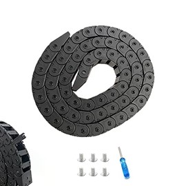 Lokkr 1M Length Black Plastic Cable Chains R28 (15x20mm) Bridge Open Type, Cable Carrier/Drag Chain/Wire Chain/Cable Guide for CNC Router Mill and 3D Printer, with Screwdriver, Screws
