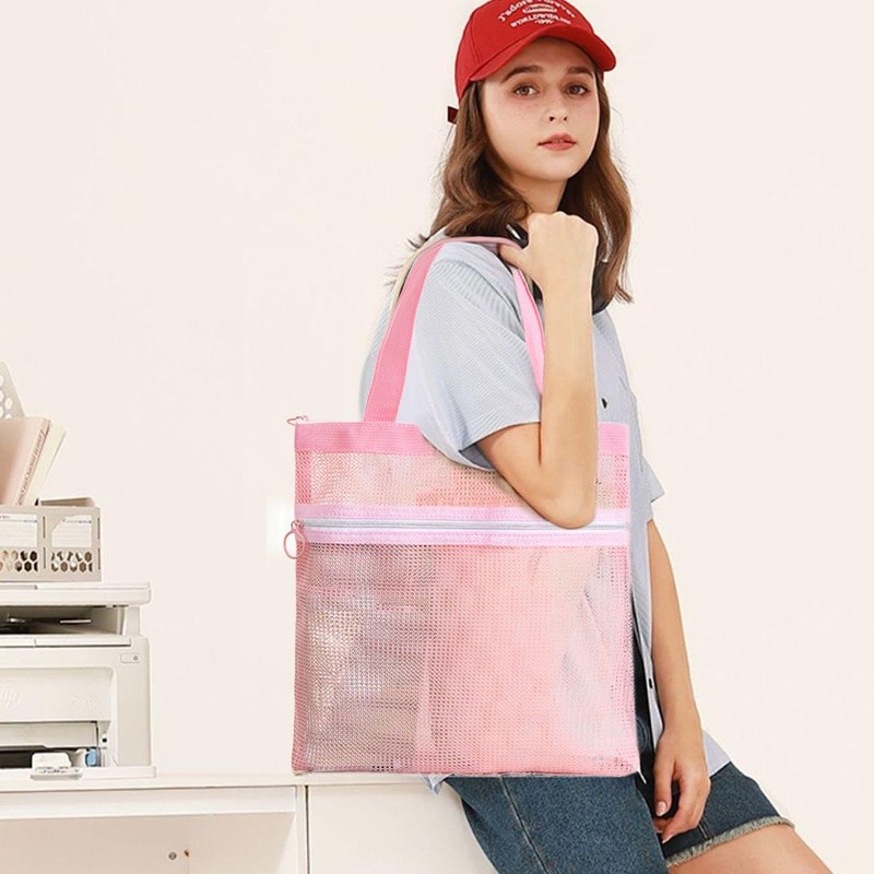 2 Pieces Mesh Tote Bag, Large Capacity Storage Bag, Portable