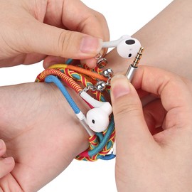 URIZONS In-Ear 3,5mm bunt Kopfhörer Kabel - Kopfhorer mit Mikrofon und Fernbedienung handgefertigte Stoff geflochtene Tribe Thread Wrapped Armband