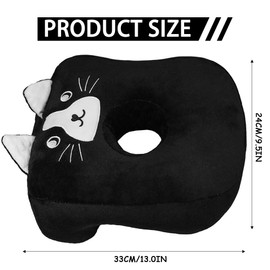 CavspkArt Office Nap Pillow Memory Cotton, Cute Black Pillow with Ear Hole, Soft Nap Pillow, Ear Pillow for Side Sleepers for Ladies, Girls, Kids (Black Cat)