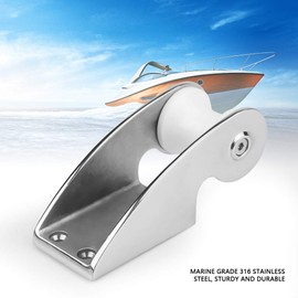 Marine boat bend anchor, 316 stainless steel bow roller anchor bracket, rubber roller, fixed marine yacht docking station pre-drilled mounting holes easy installation, for fixed anchor