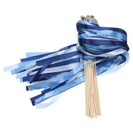 uxcell 100 Pcs Ribbon Sticks Chromatic Silk Ribbon Party Streamers for Wedding Activities, Valentines, Blue