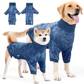 SlowTon Traje de Recuperación para Perros, Traje de Recuperación de Cirugía con Ajustable Cinta Mágica y Escote Alto Elástico, para Proteger Patas Delanteras y Cuello, Prevención de Lamidas y Arañazos