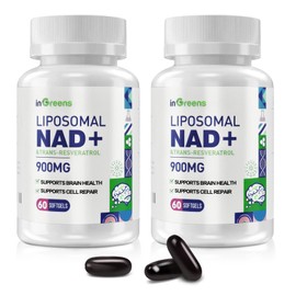 inGreens 900mg Liposomal NAD+ Supplement with 300mg Trans Resveratrol - Superior Absorption, Replaces NMN, Boost NAD+ for DNA Repair, Energy & Longevity, Aging Defense, 120 Softgels