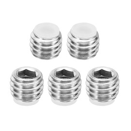 PATIKIL 5pcs M8x6mm Nylon Tip Thread Head with Metric Hex Socket Cup Point Anti Slip Set Screw Internal Hex Drive Hardware 304 Stainless Steel