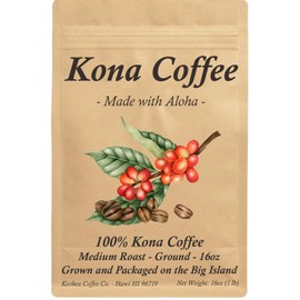 100% Kona Coffee - Ground - Medium Roast - 1 lb (16oz) - Farm Fresh - Grown and Packaged on the Big Island of Hawaii - Keokea Coffee Co.