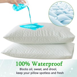 RICHAIR - Pillow Protector 50 x 70 cm Set of 2 Waterproof - Pillow Case with Envelope Closure - Breathable and Anti-Bug & Dust Mite - Bamboo Pillow Protector