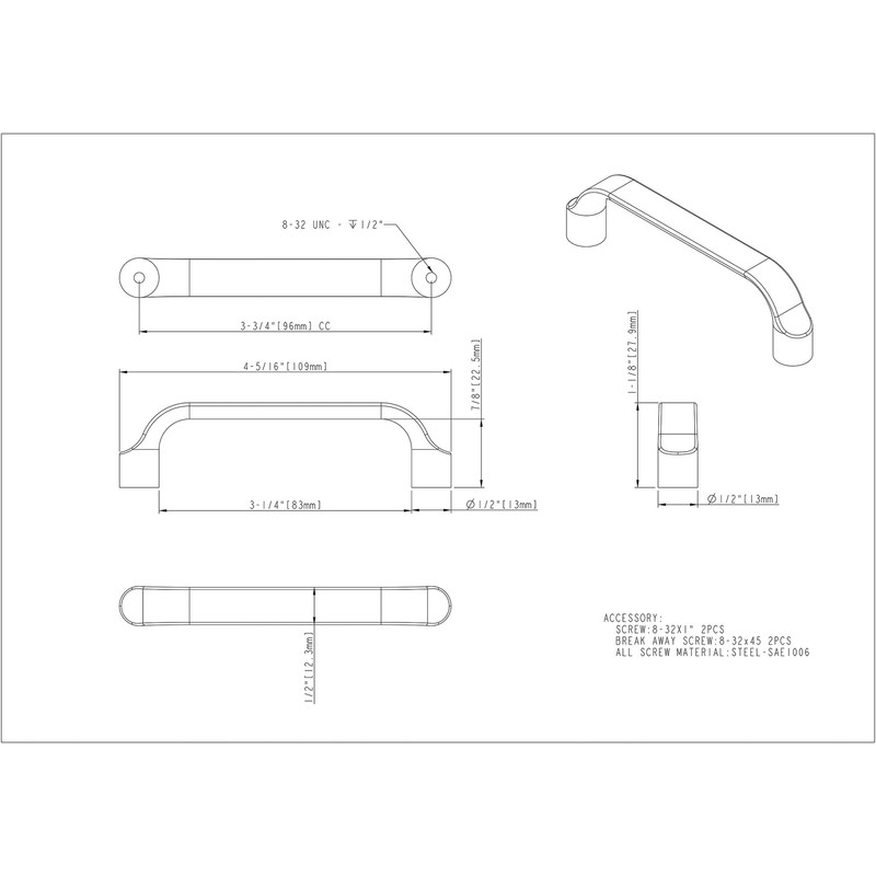 Elements 239-96BNBDL Brenton Collection Pull, Brushed Pewter