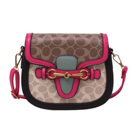 Women Small Crossbody Bags Women Golden Buckle Leather Purse Handbag Fashion Design (pink)