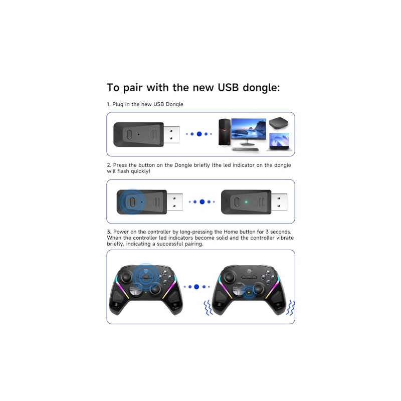 Wireless Receiver Dongle for EasySMX D10 Wireless Controller