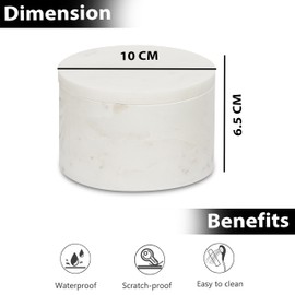 Repan White Marble Salt Cellar with Lid, 4X2.5 Inches, Living Room Storage Boxes, Marble Decorative Container with Lid for Home Decor, Living Room Furniture, Bedroom Decoration