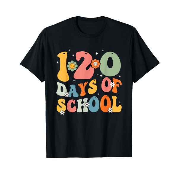 Teacher Kids Retro Groovy 120 Days Happy 120th Day Of