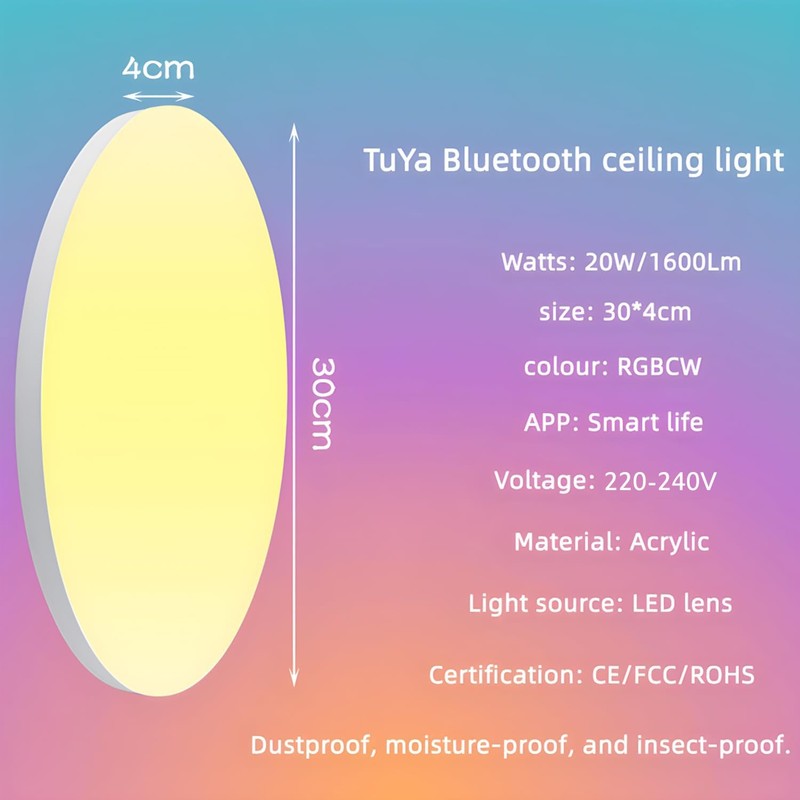 OURLOVEII 30 W LED Ceiling Light Smart Home 30 cm