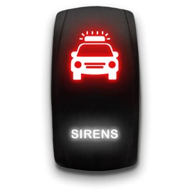 Sirens - Red/White - Laser Etched Toggle Switch 20A 12V - Vertical Rocker Switch 5-Pin DPST