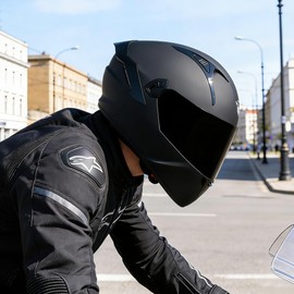 VCOROS Full Face Dual Visor Motorcycle Helmet for Adults Motorbike Street Bike Racing Helmets X9 DOT Approved with Black Visor (X9 Matte Black, Large)