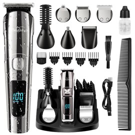 Brightup Beard Trimmer for Men - Electric Razor & Shaver, Cordless Hair Clippers Trimmers Set, IPX7 Waterproof Mens Grooming Kit for Shaving Face, Mustache, Body, Ear, Nose Hair Trimmer, Gifts for Men