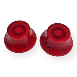 AxLabs Bell Knobs - These Go To 11 (Set of 2), Red, Black Font