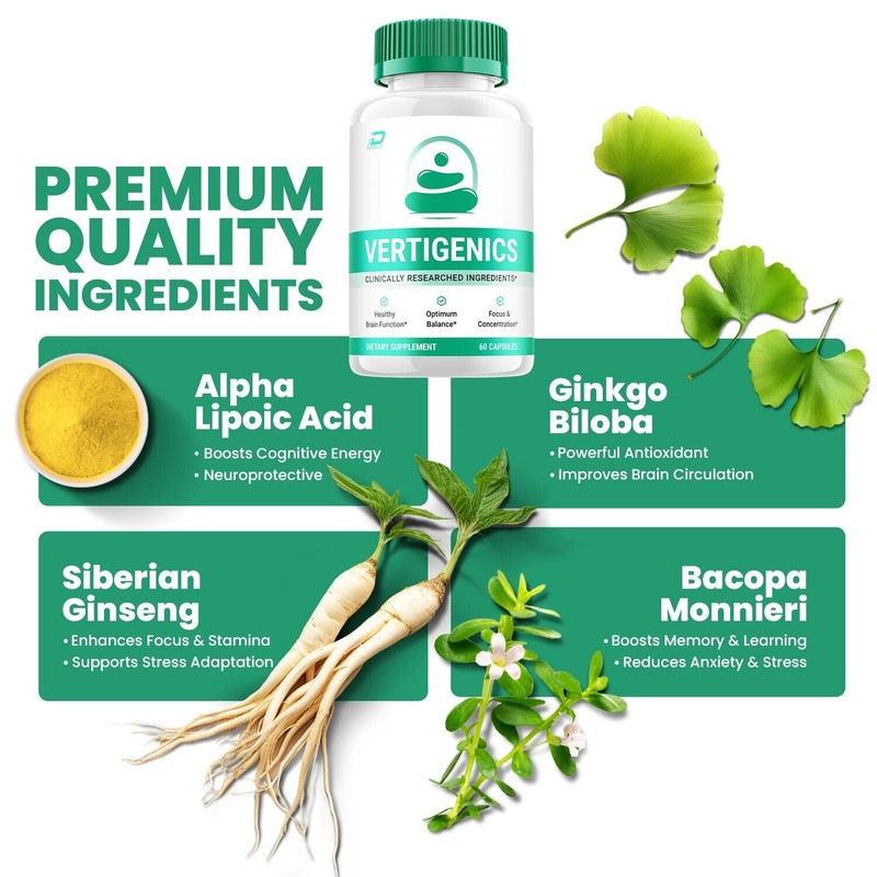 Vertigenics (1 Pack) Vertigenics Brain Supplement Capsules-Verti Genics All-Natural