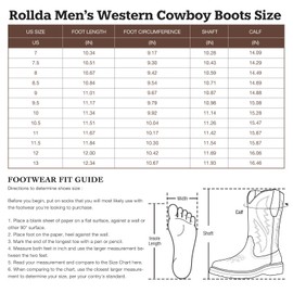 Rollda Cowboy Boots for Men Western Boots Men's Square Toe Chunky Heel Mid-Calf Boots Classic Embroidered Pull On Boots Dark Brown Size 12