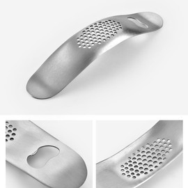 WUDQIJI Knoblauchpresse Knoblauchschneider 3-teiliges Set Edelstahl Rostfrei Knoblauchmühle Garlic Press Ingwer Smasher Crusher mit Reinigungsbürste Knoblauchschäler einfache Handhabung und Reinigung