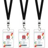 3 Pack Clear ID Badge Holder with Lanyard Black Neck