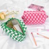 2 Pcs Checkered Cosmetic Bag Pencil Case Portable Travel Toiletry