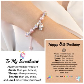 HGDEER 8 Year Old Girl Birthday Gift, Unicorns Birthday Gifts for 8 Year Old Little Girls Jewelry Bracelets Gift 6-8 8-10