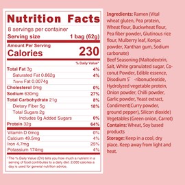 VOLO VERO High Protein (32g) Instant Ramen Noodles “Spicy Beef” Flavor Soup, 8 Pack, Plant-Based, Low Carb, Air-Dried, Non-Fried, Egg-Free, Ready to Eat, Dairy Free Healthy Meal