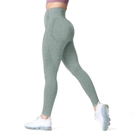 Aoxjox Women's High Waist Workout Gym Vital Seamless Leggings Yoga Pants 24'' (Khaki Marl, X-Large)