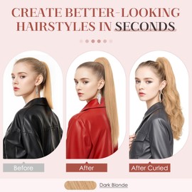 Human Hair Claw Clip Ponytail,Prokyvity Claw Clip Human Hair Ponytail,Claw Clip Ponytail Extension Human Hair,Claw Clip Real Hair Ponytail for Women,Claw Clip Real Hair Ponytail 14"/105g Dark Blonde