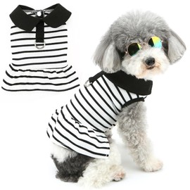 Zunea Striped Dog Dresses for Small Dogs Girl Summer Princess Dress with D-Ring Soft Breathable Puppy Clothes Sleeveless Pet Dog Cat Skirt Doggy Chihuahua Toy Poodle Apparel S