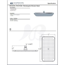 HUNTINGTON BRASS Rectangular Rain Shower Head P2127329 in Satin Nickel