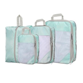 HARFINGTON 4pcs Compression Packing Cube for Suitcases Lightweight Luggage Organizers Bag Expandable Storage Travel Essentials Compression Bags for Suitcases, Blue