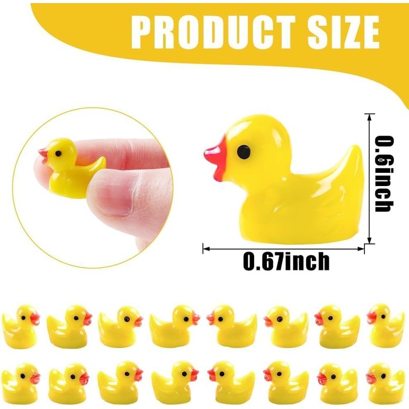 JOISHOP 200pcs Mini Ducks, Resin Tiny Ducks Little Plastic Ducks