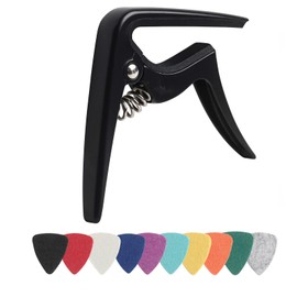 Ukulele Capo for Soprano, Concert, Tenor, Baritone Ukulele with felt picks(Walnut) (Black, Ukulele)