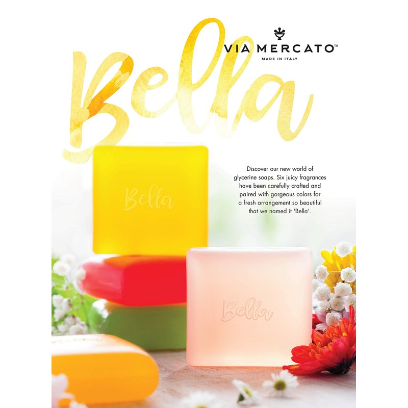 Via Mercato Bella Collection, Hydrates & Invigorates, Glycerin Soap, 100
