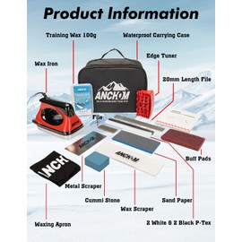 ANCHOM Ski Snowboard Tuning Kit, Complete Ski Snowboard Waxing Kit with Waxing Iron, Wax, Edge Tools, Carry Bag, Base Repair, Professional Tuning Equipment