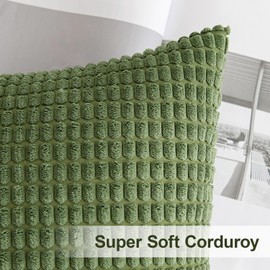MIULEE Pack of 2 Pillow Covers 12 x 20 Inch Moss Green Super Soft Corduroy Decorative Throw Pillows Couch Home Decor for Spring Cushion Sofa Bedroom Living Room