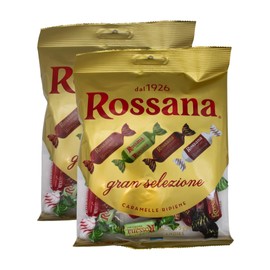 Fida Rossana Gran Selezione Hard Filled Candy, Rossana Classic, Rossana Coconut, Rossana Pistacchio, Rossana Chocolate Assortment, 175 Grams, Pack of 2, Imported Italian Candy, Packed in a Blue Desert Market Bag