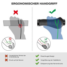 GXCROR Ergonomic Bicycle Grips with Non-Slip Design, High-Quality Handlebar Grips Made of Non-Slip Rubber, Locking on Both Sides, Environmentally Friendly and Lightweight Construction, for Mountain