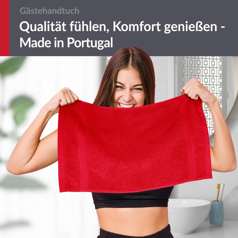 Lashuma Guest Towel, Scarlet Red, Bath Textiles, Linz Terry Towel