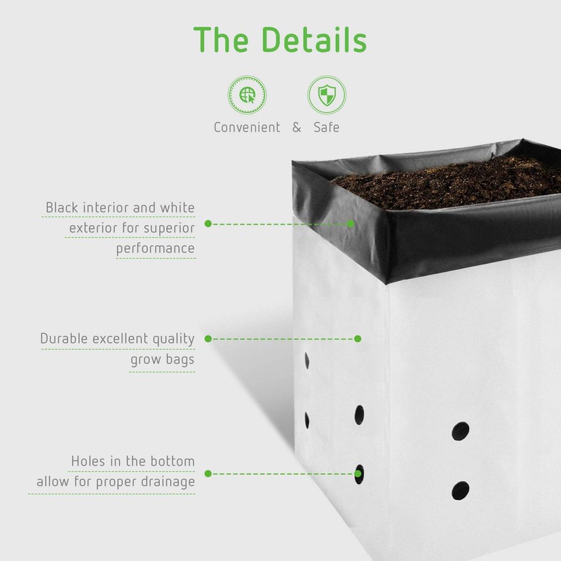 VIVOSUN 50-Pack 5 Gallon Grow Bags for Plants, Black-and-White Thick
