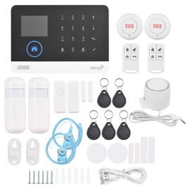 Splenssy WIFI GSM Home Alarm Security System, 2.4in LCD Wireless DIY Smart Home Burglar Security Alarm System 13 Piece Kit, Compatible with Alexa Google Home Voice Control