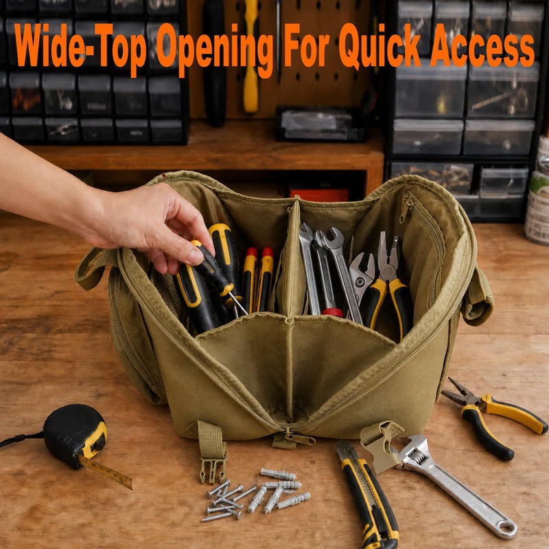 Heavy Duty Tool Bag,Tool Pouch Organizer,5-Pocket 10-Inch Small Tool Bag